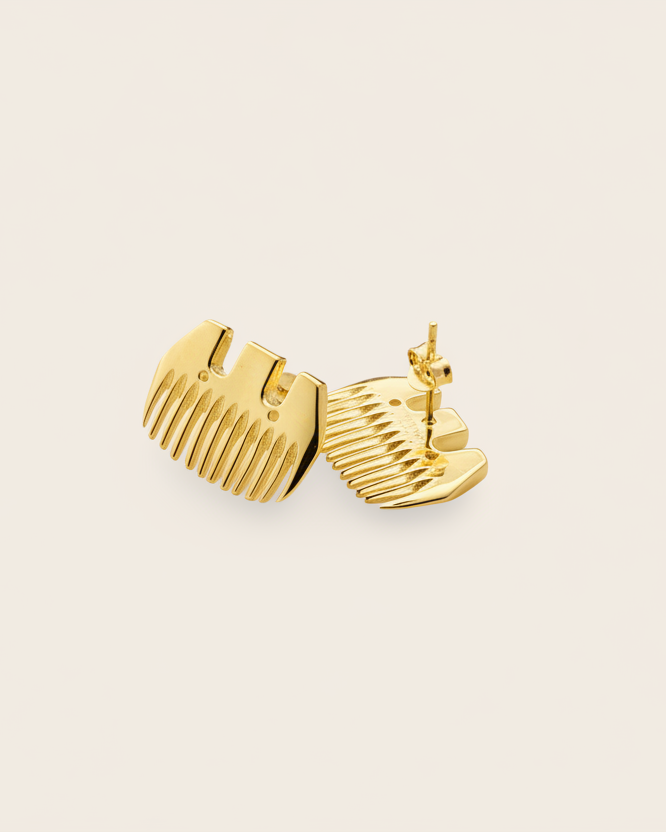 Heritage Wool Comb Studs Gold Plated
