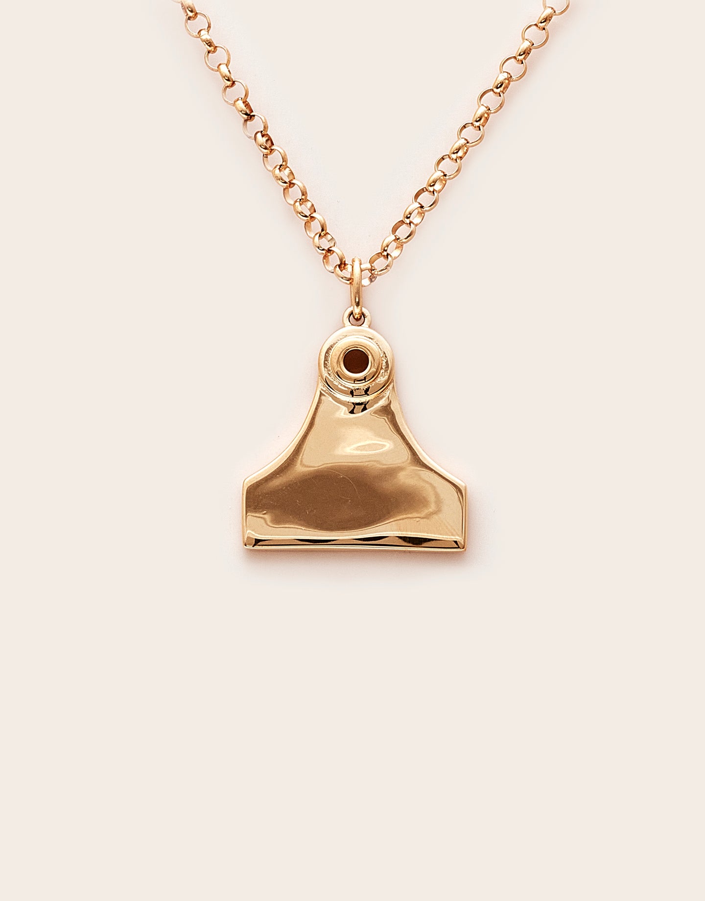 High Country Large Cattle Tag Necklace 18k Gold Plate