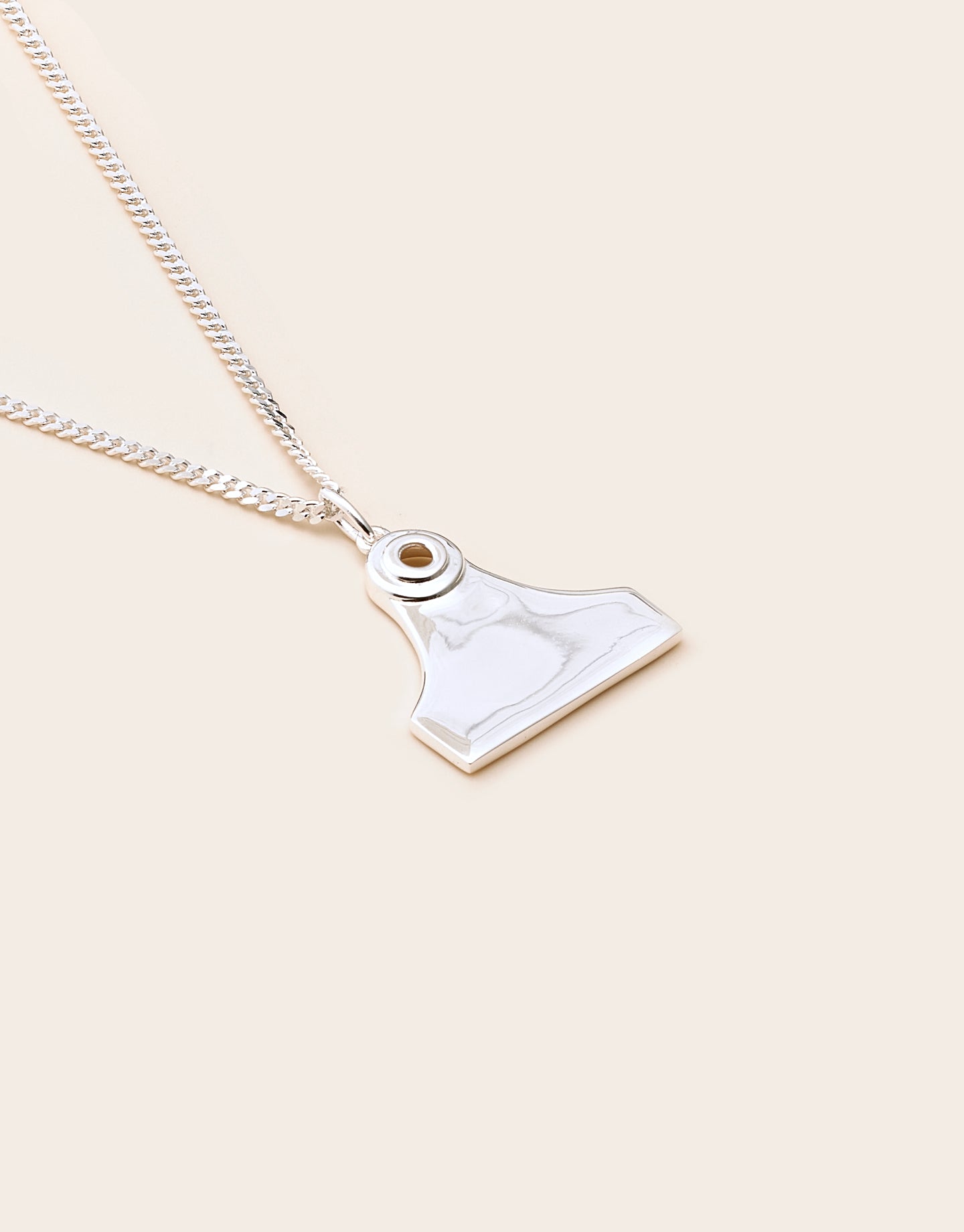 High Country Large Cattle Tag Necklace Silver