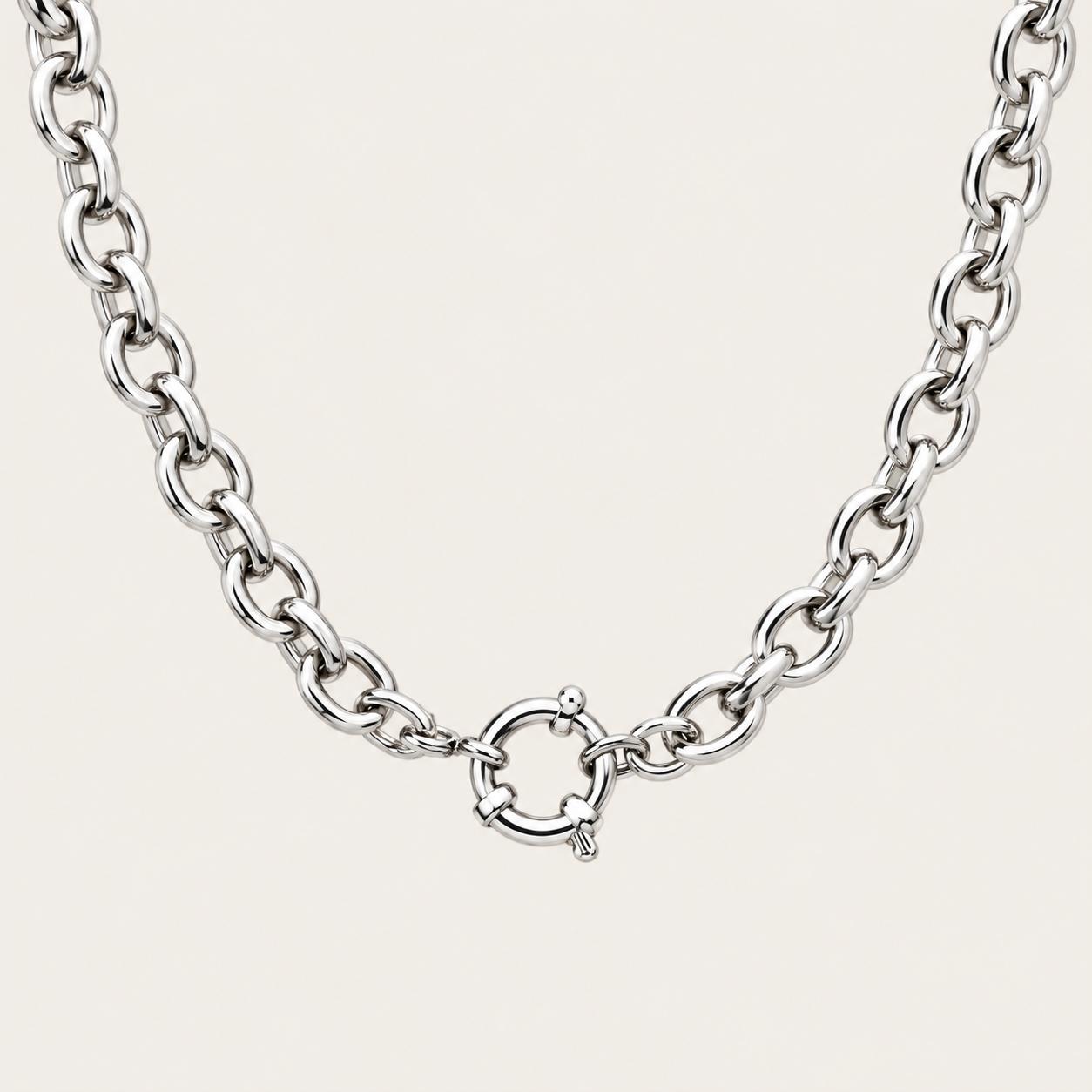 Cowgirl Pop Cable Chain Necklace Silver Plated
