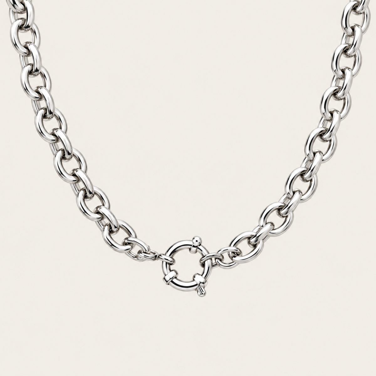 Cowgirl Pop Cable Chain Necklace Silver Plated