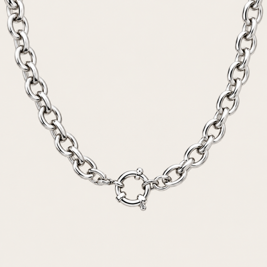 Cowgirl Pop Cable Chain Necklace Silver Plated