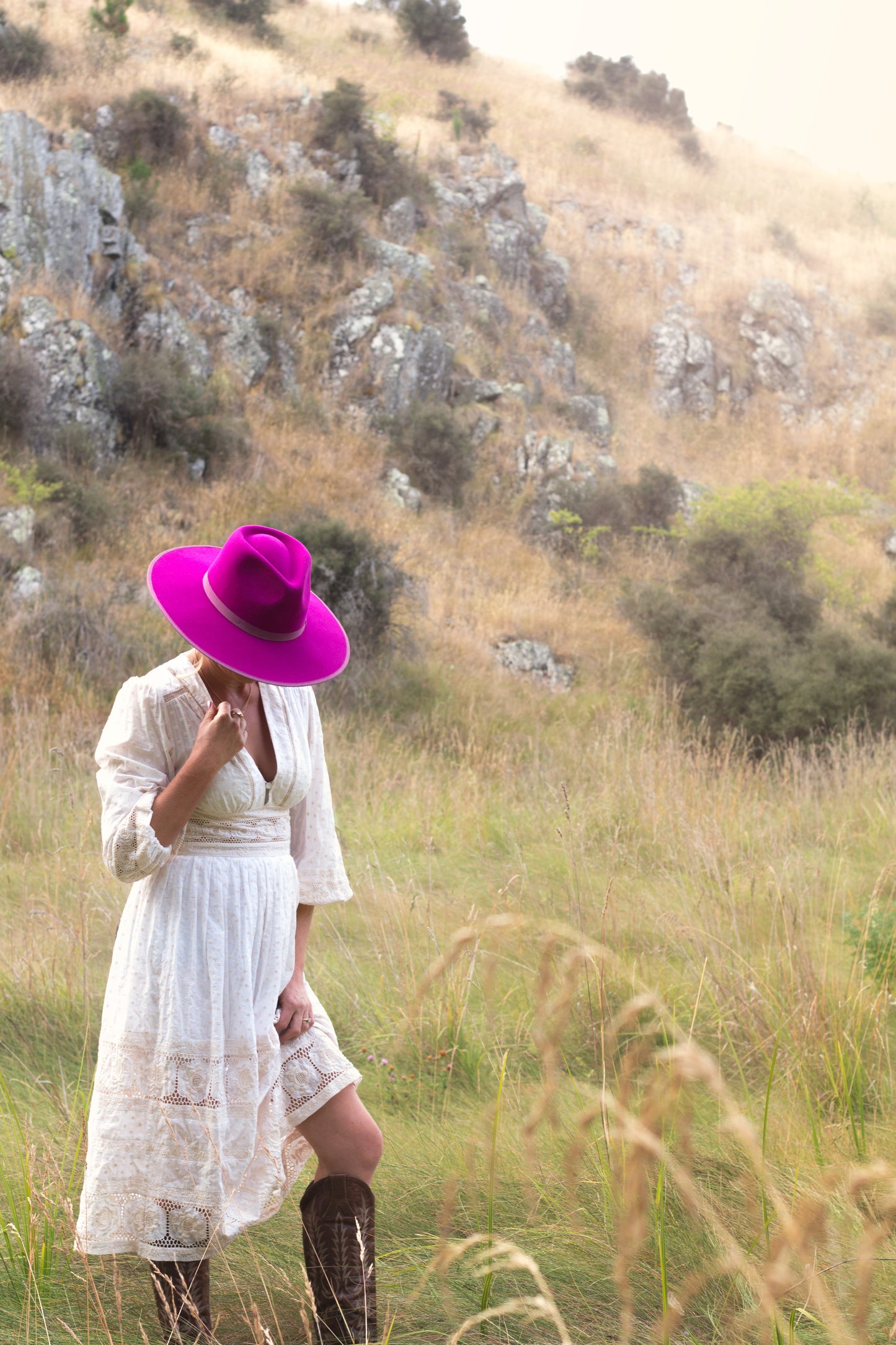 Canterbury Peony Pink / Wide brim Fedora Hat