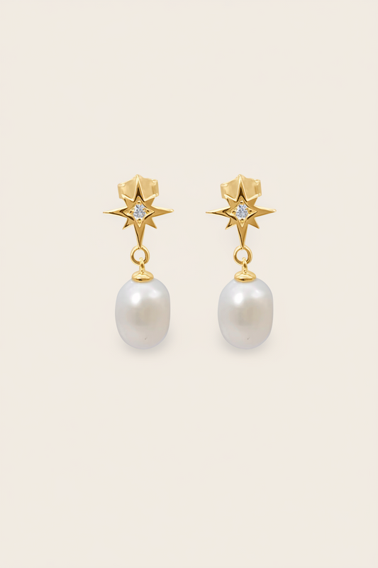 Starkeeper Southern Star Pearl Drop Studs Gold Plated