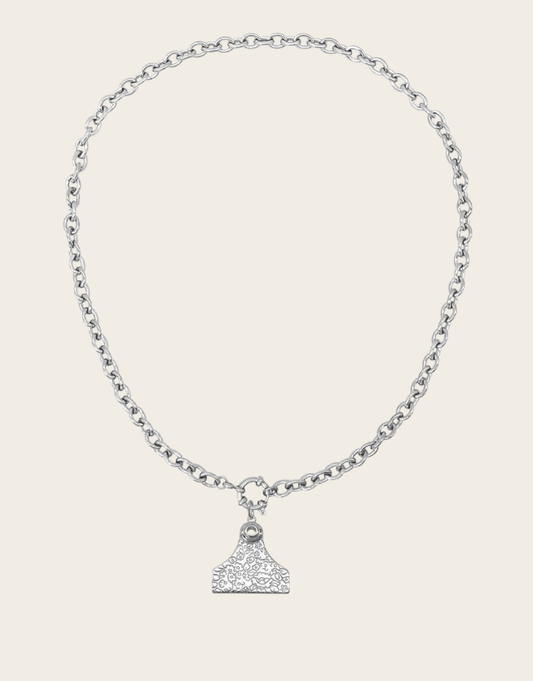 Cowgirl Pop Floral Cattle Tag Cable Chain Necklace