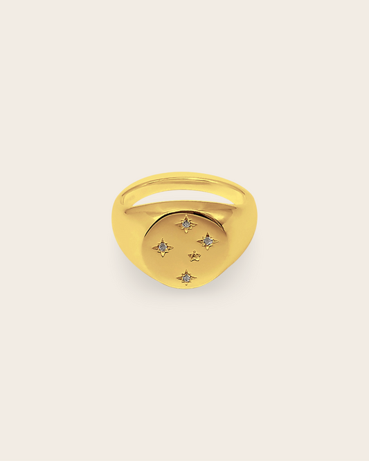 Starkeeper Southern Cross Signet Ring Gold Plated