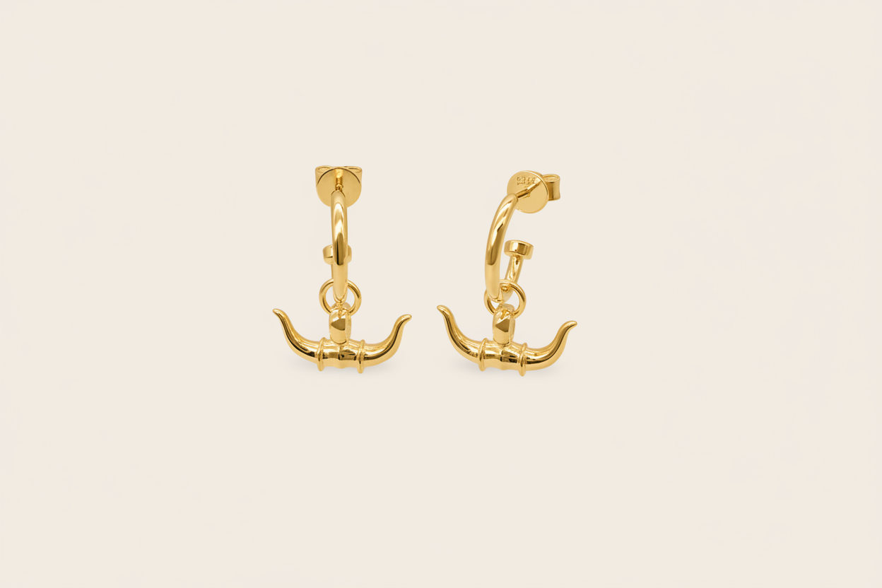 Longhorn Hoops Gold Plated