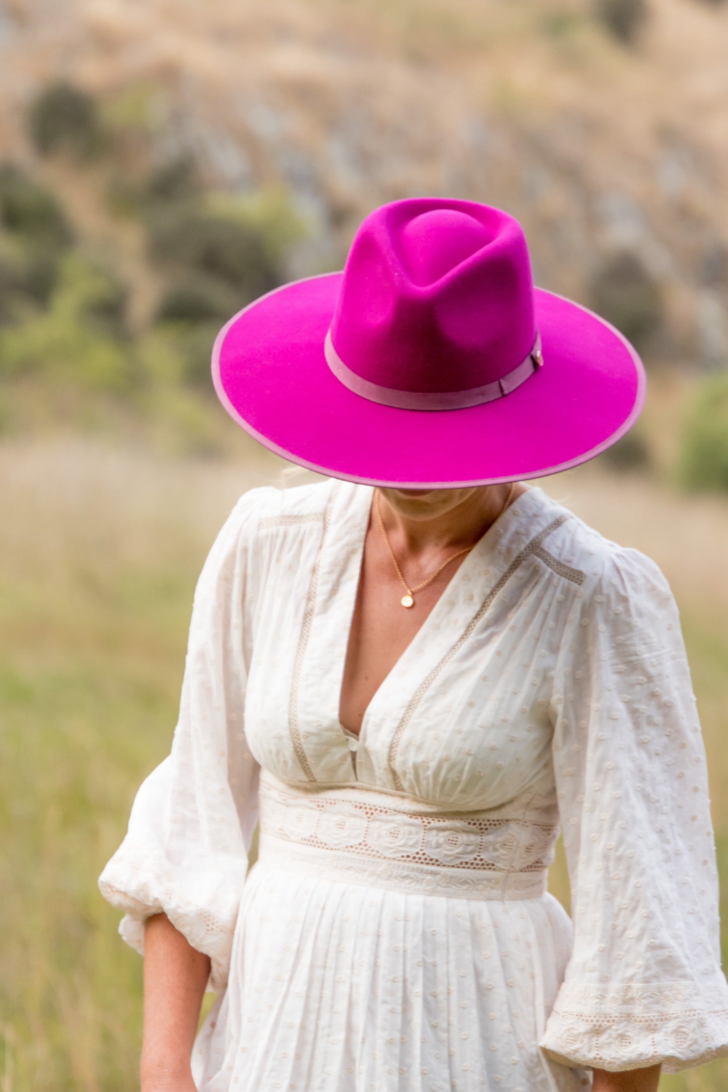 Canterbury Peony Pink / Wide brim Fedora Hat