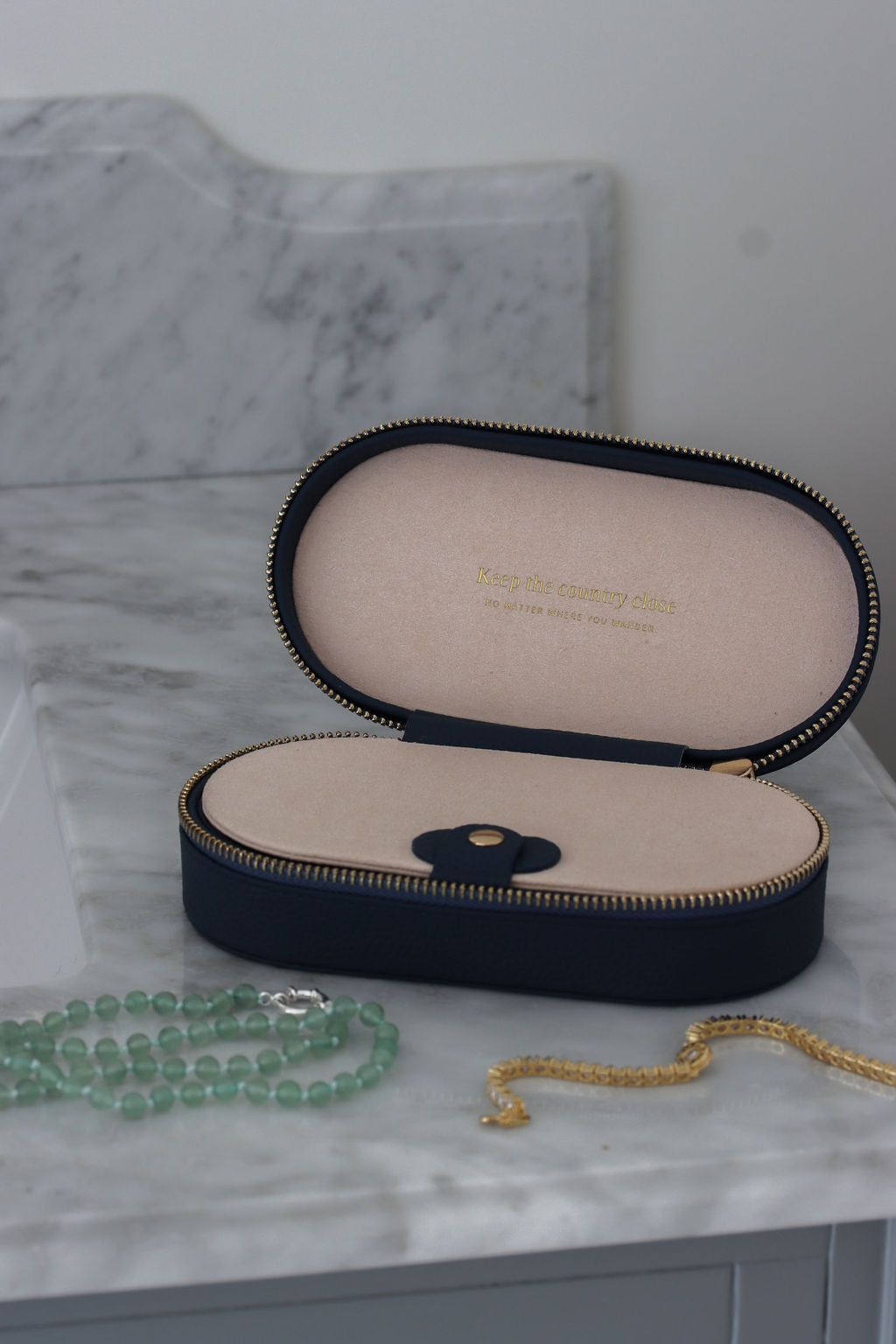 Trailblazer leather Jewellery case Medium - Blue