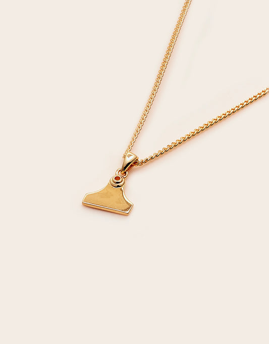 Gold baby cattle tag necklace