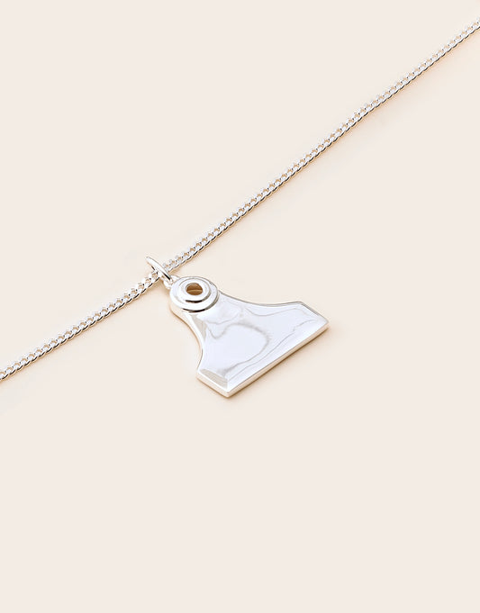 High Country Large Cattle Tag Necklace Silver