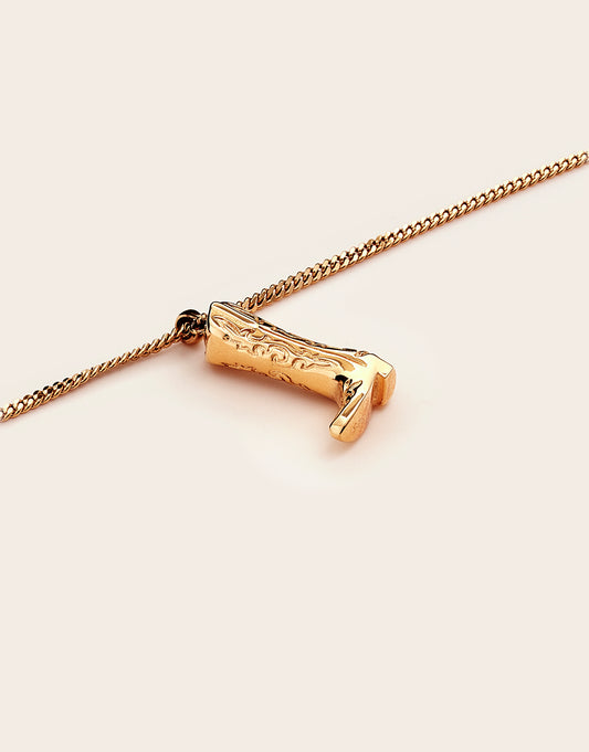 Cowgirl Boot Necklace Gold