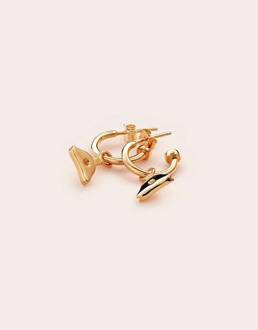 Gold WHistle hoop earrings