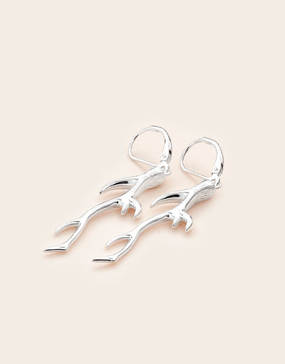 Antler earrings silver