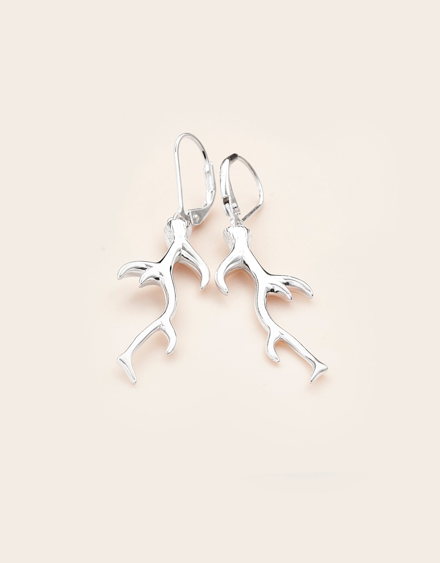 antler earrings silver