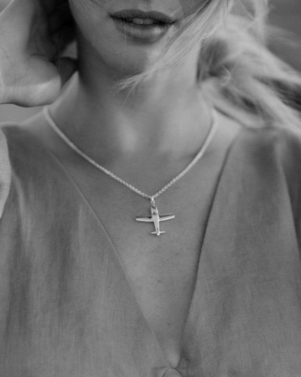silver aviator necklace